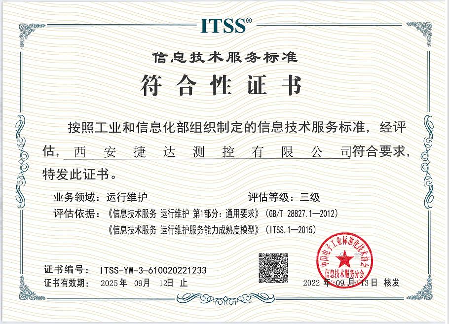 喜报！我公司荣获ITSS信息技术服务标准符合性三级证书
